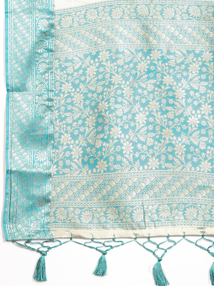 Plain Zari Border Banarasi Woven Saree