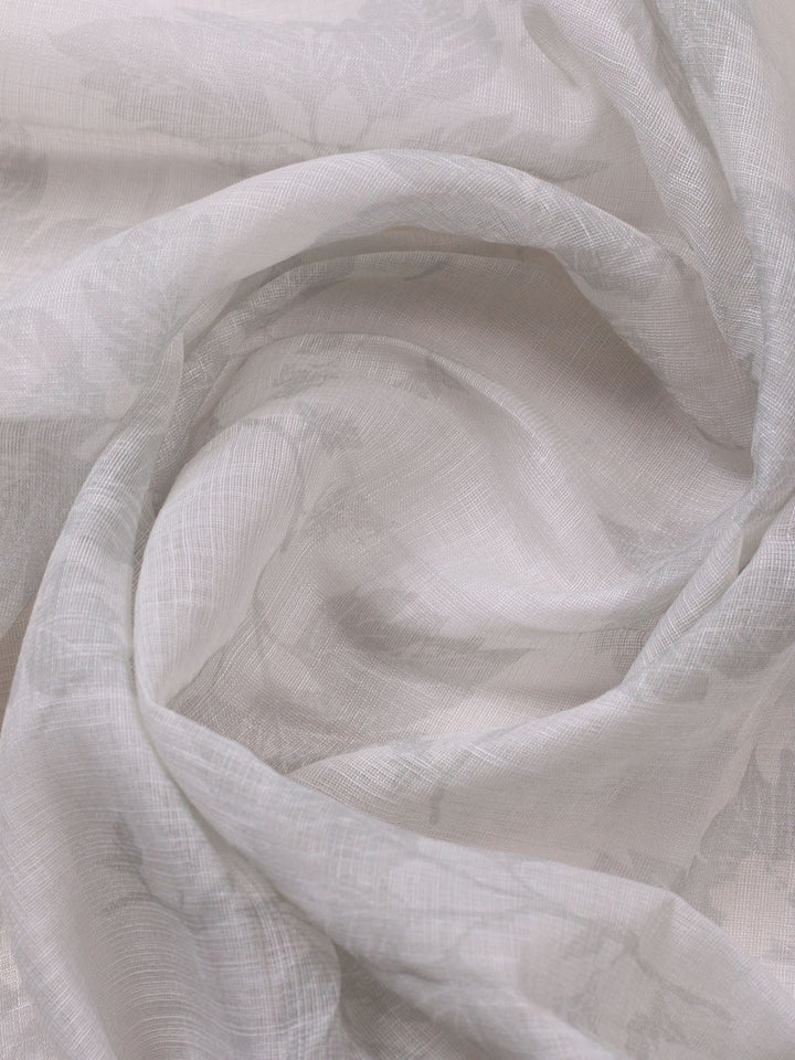 Embroidered Linen Blend Unstitched Suit With Pant &amp; Dupatta