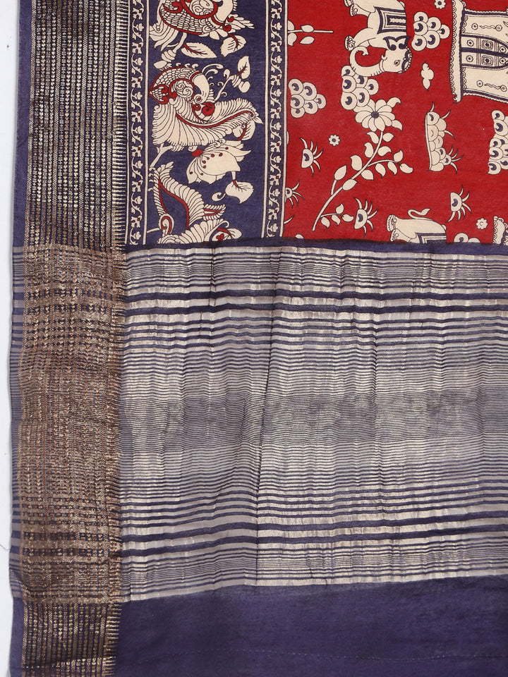 Digital Printed Cotton Blend Woven Saree