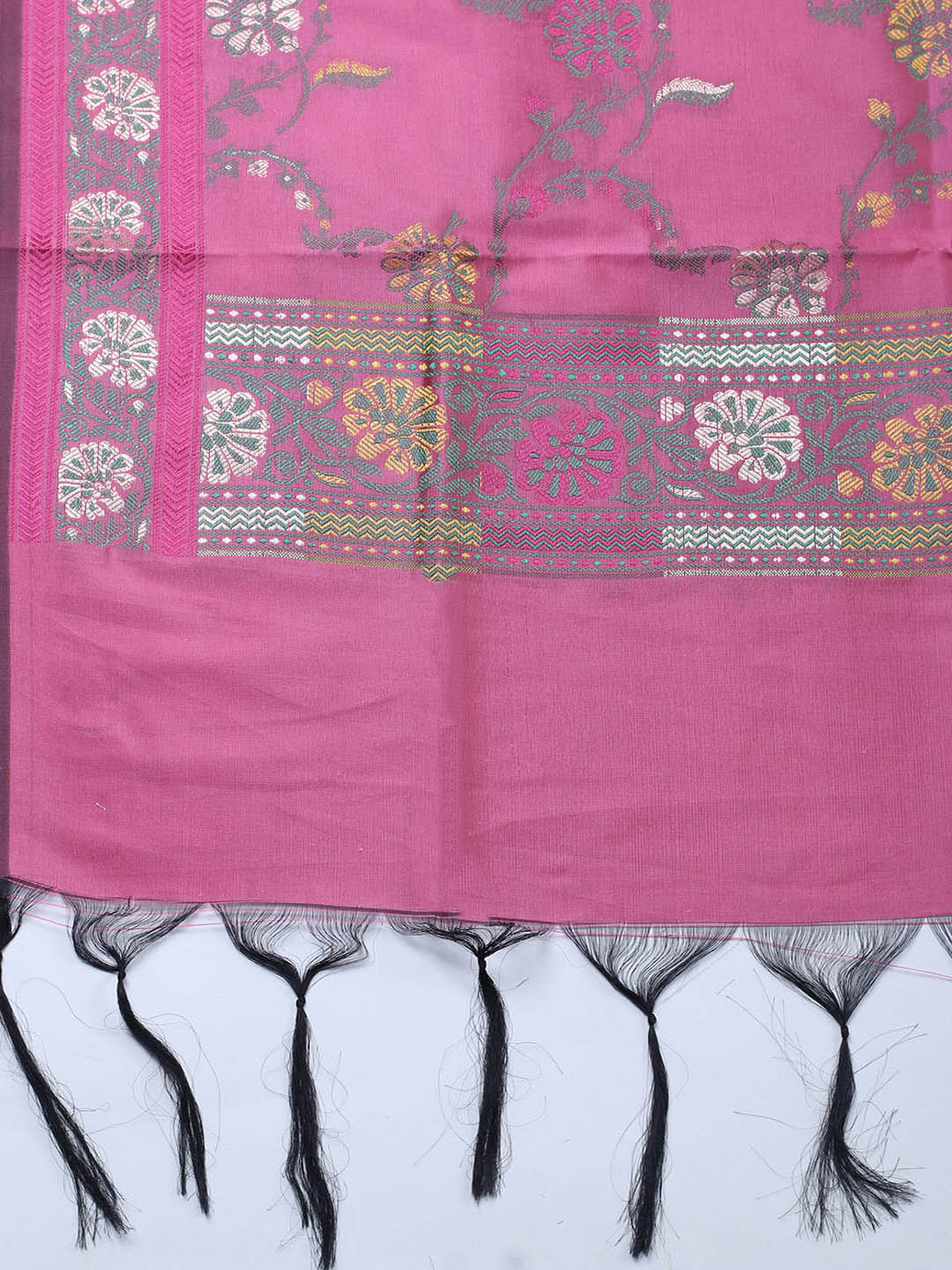 Woven Design Chanderi Unstitched Suit With Pant &amp; Dupatta
