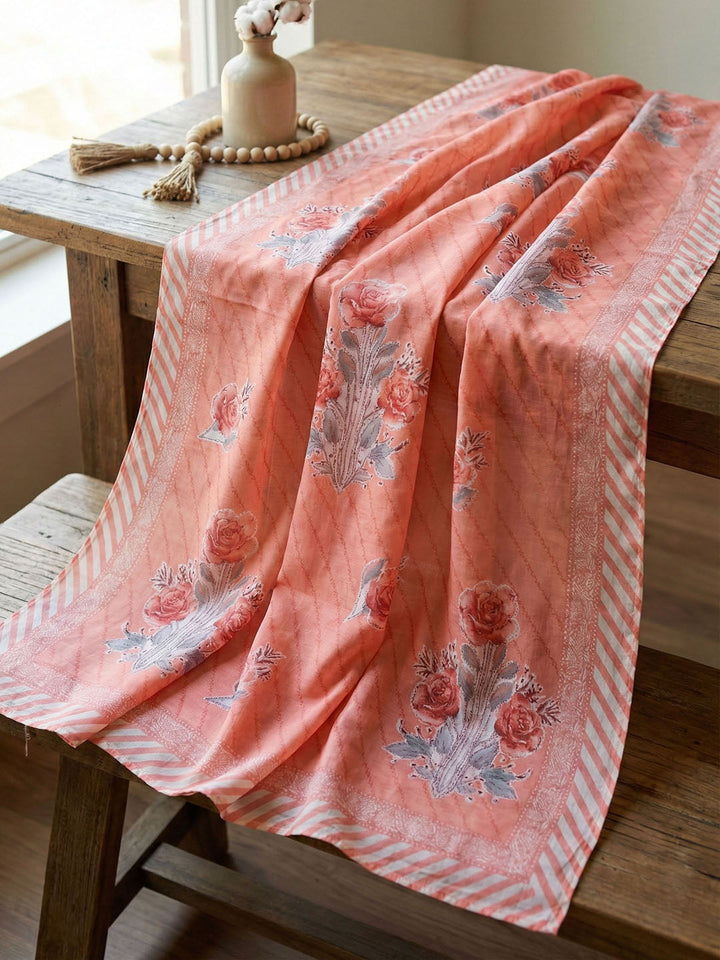 Printed Cotton Blend Unstitched Suit With Pant &amp; Dupatta