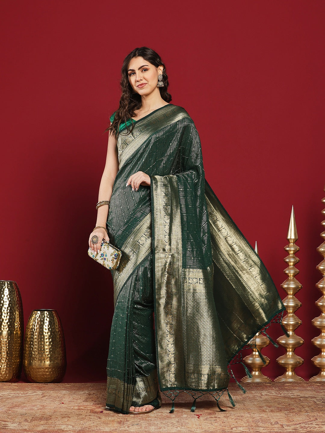 Plain Crepe Saree