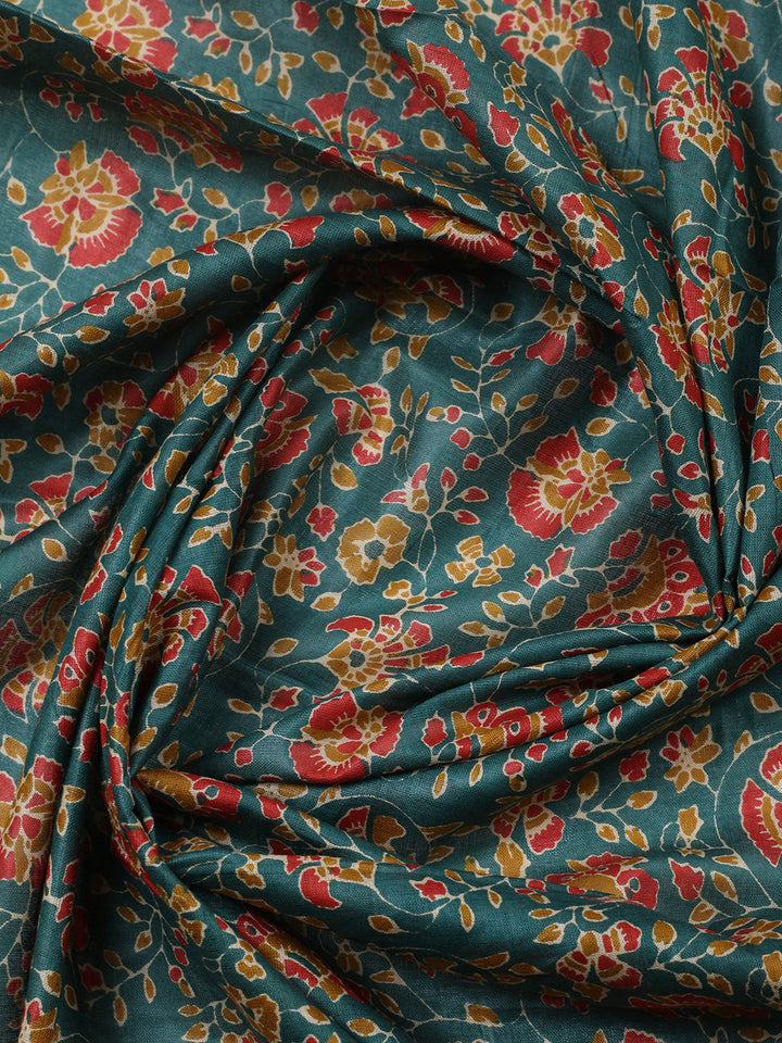 Printed Cotton Blend Unstitched Suit With Pant &amp; Dupatta