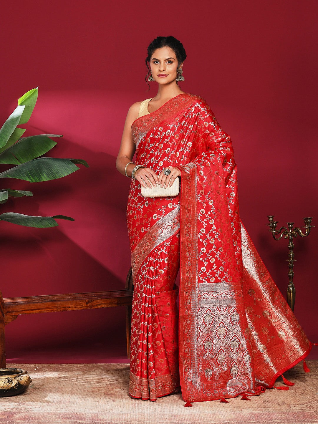 Woven Design Satin Saree
