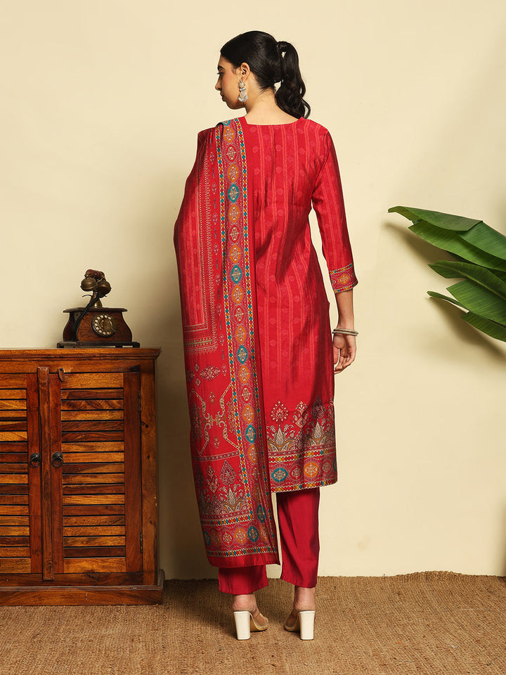 Printed Cotton Suit With Pant &amp; Dupatta