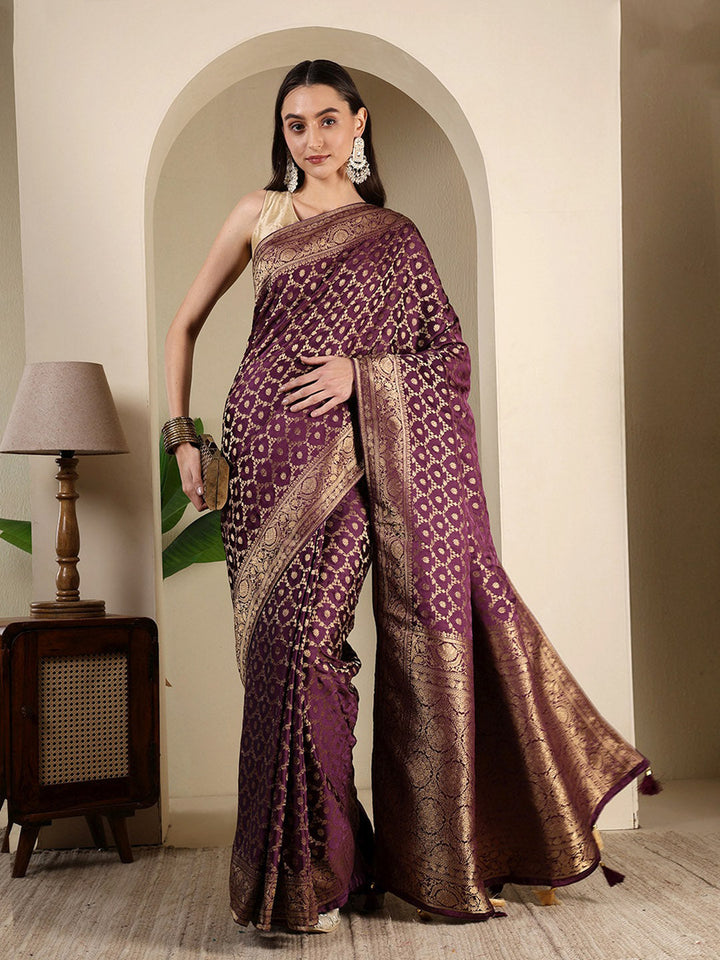 Woven Design Satin Saree
