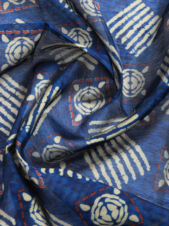 Printed Cotton Blend Unstitched Suit With Pant &amp; Dupatta