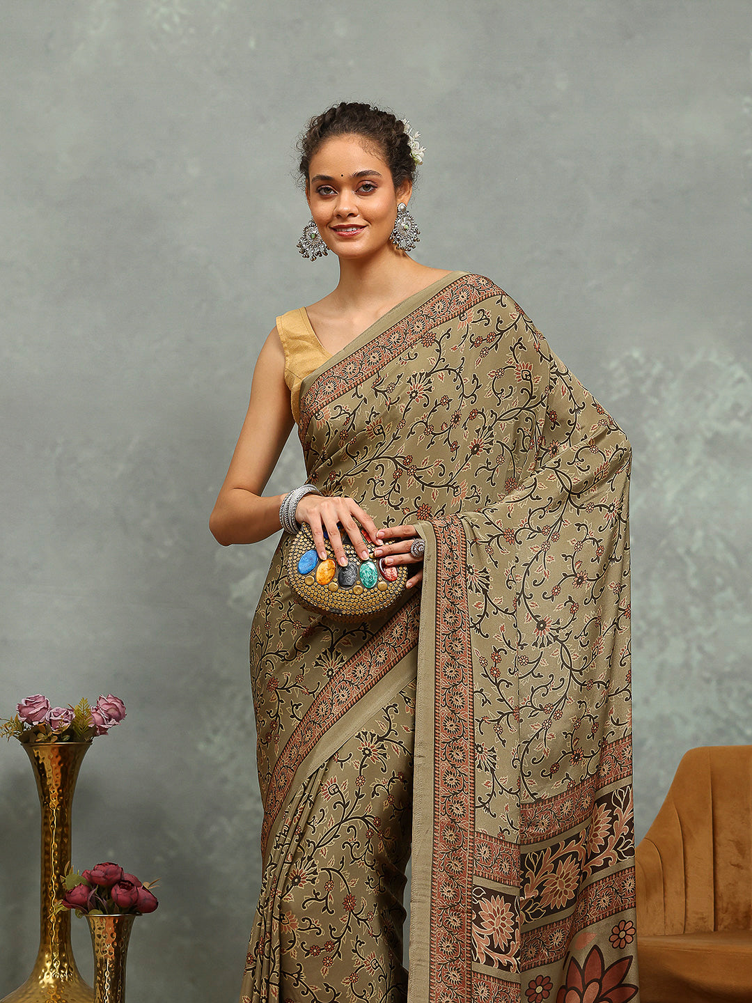 Digital Printed Crepe Saree