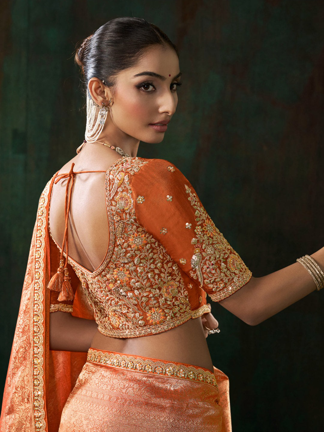 Woven Design &amp; Embroidered Border Art Silk Saree