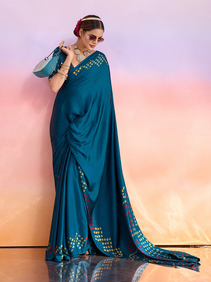 Printed Satin Saree