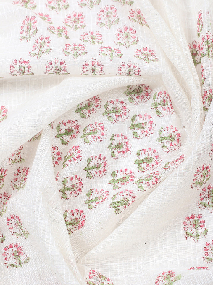 Printed Cotton Blend Unstitched Suit With Pant &amp; Dupatta