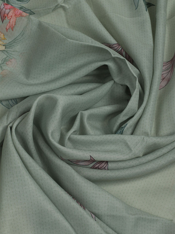 Printed Cotton Unstitched Suits Printed Suit With Pant &amp; Dupatta