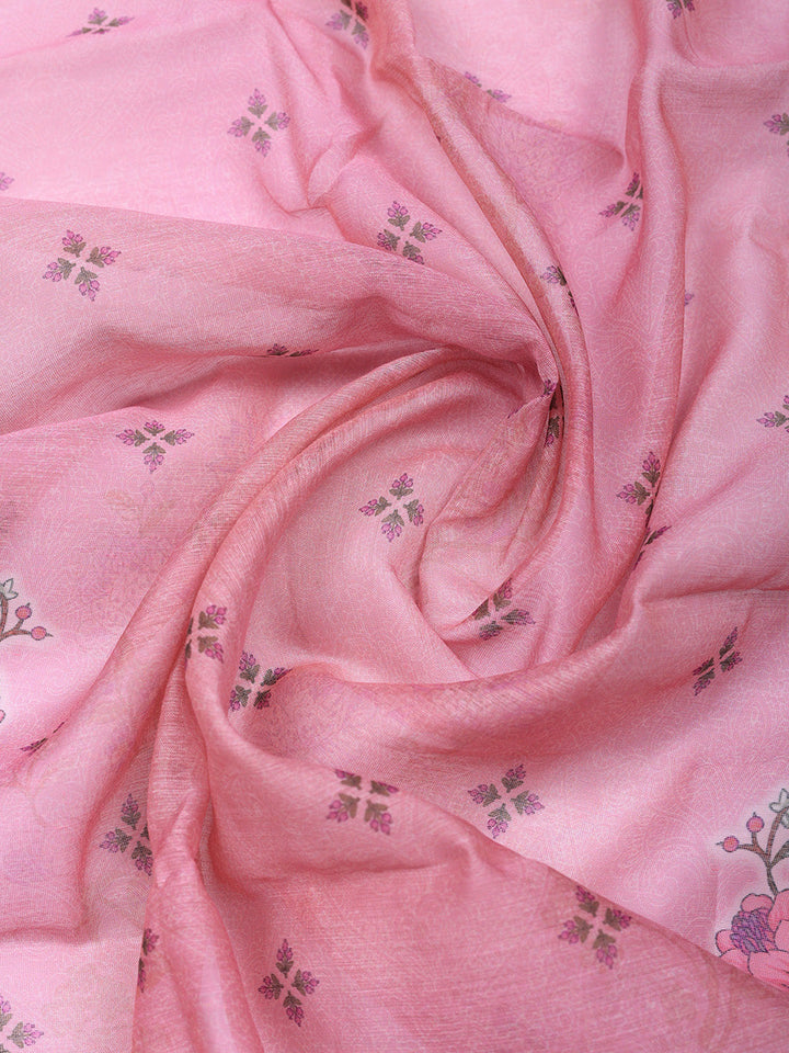 Embellished Chanderi Unstitched Suit With Pant &amp; Dupatta