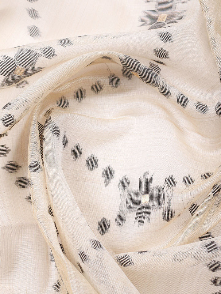 Printed Chanderi Unstitched Suit With Pant Dupatta