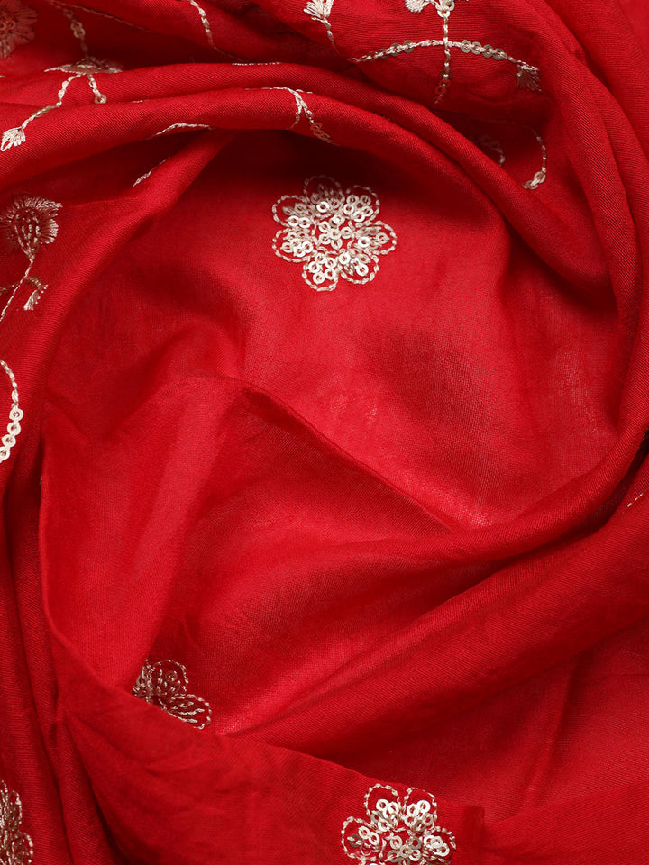 Embroidered Cotton Unstitched Suit With Pant &amp; Dupatta