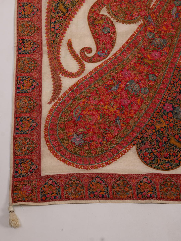 Printed Dola Silk Beige Saree