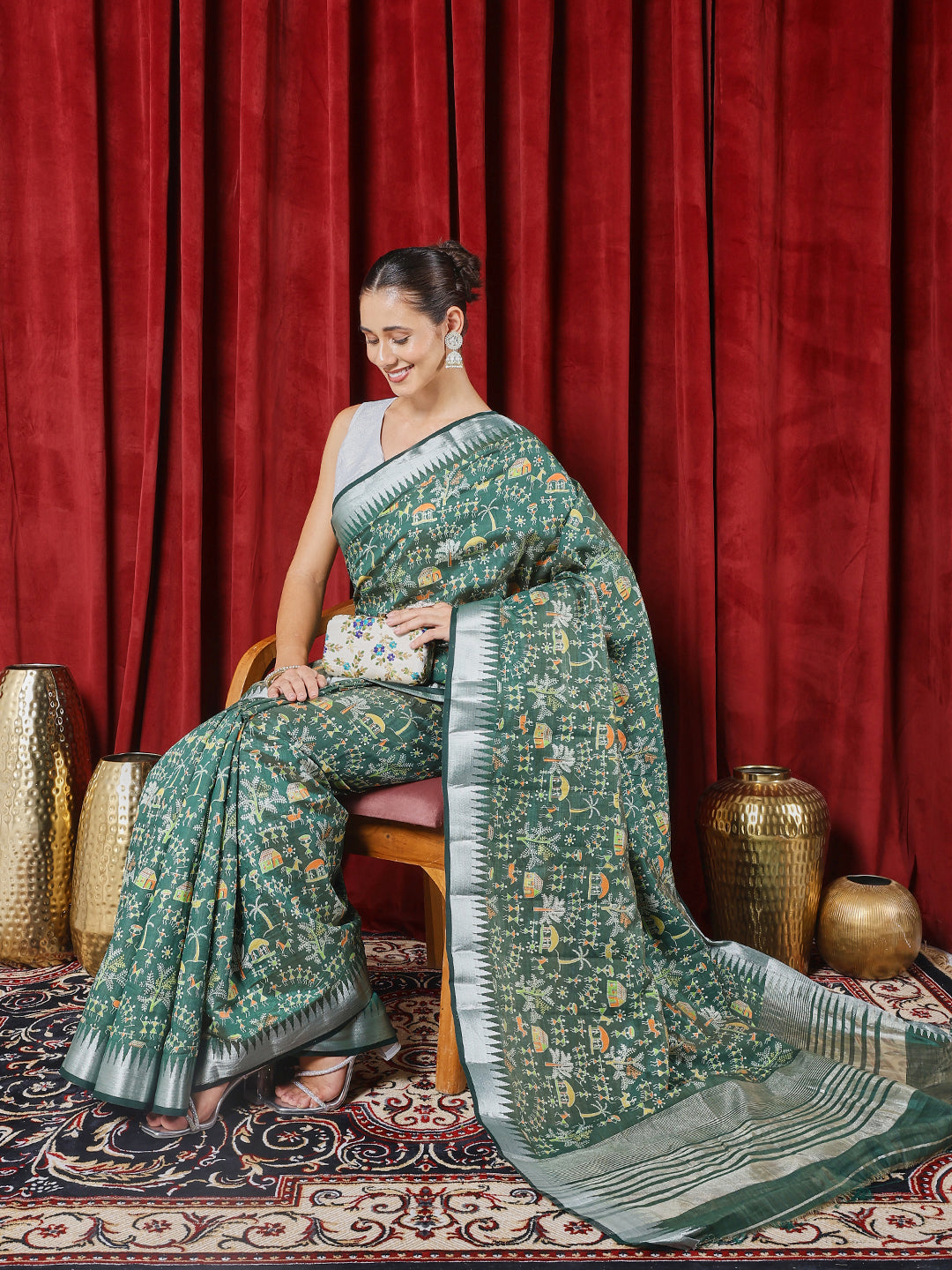 Digital Printed Art Silk Saree