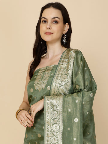 Woven Tissue Unstitched Suit Piece With Dupatta