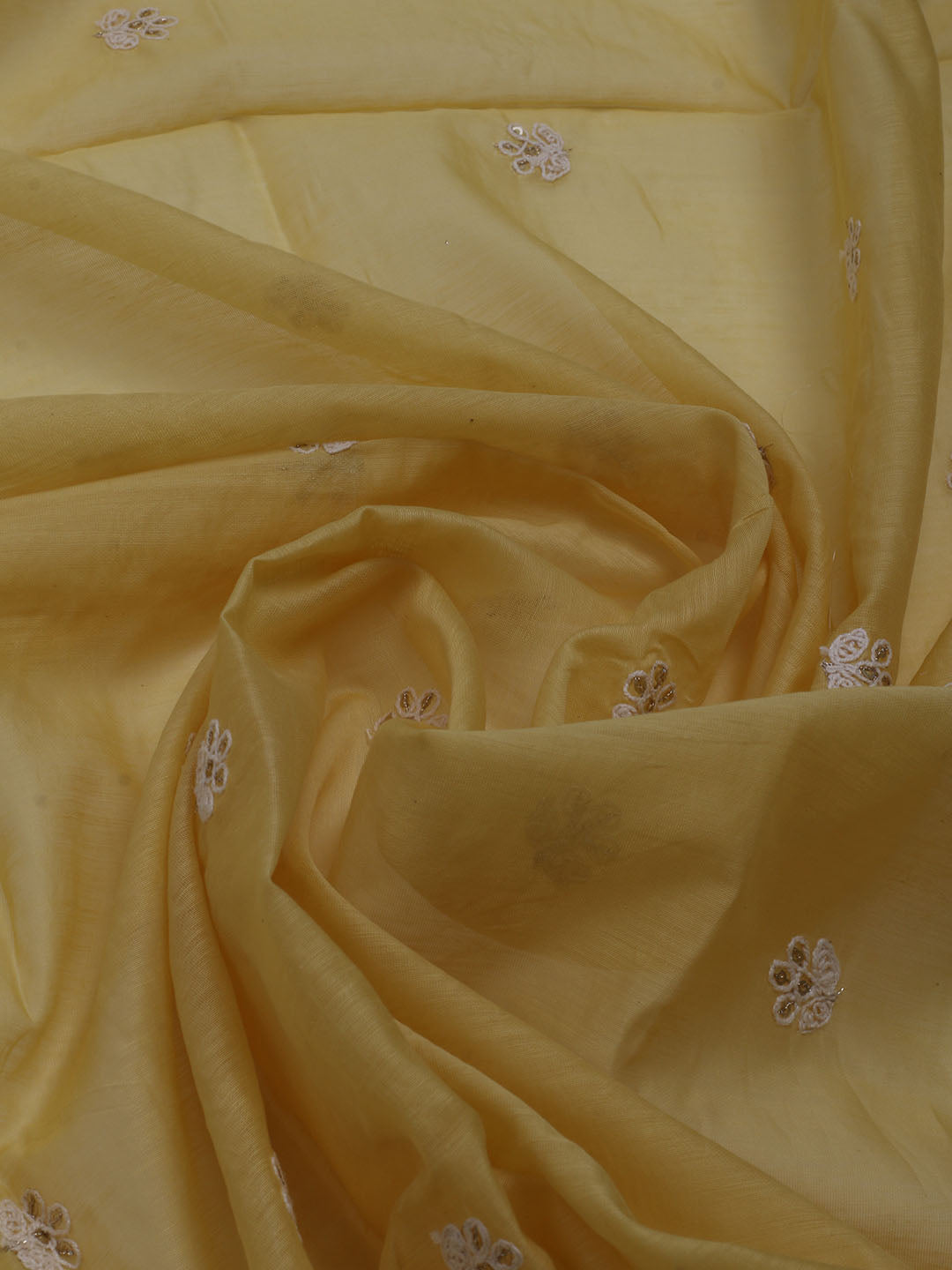Neck Embroidered Chanderi Unstitched Suit With Dupatta