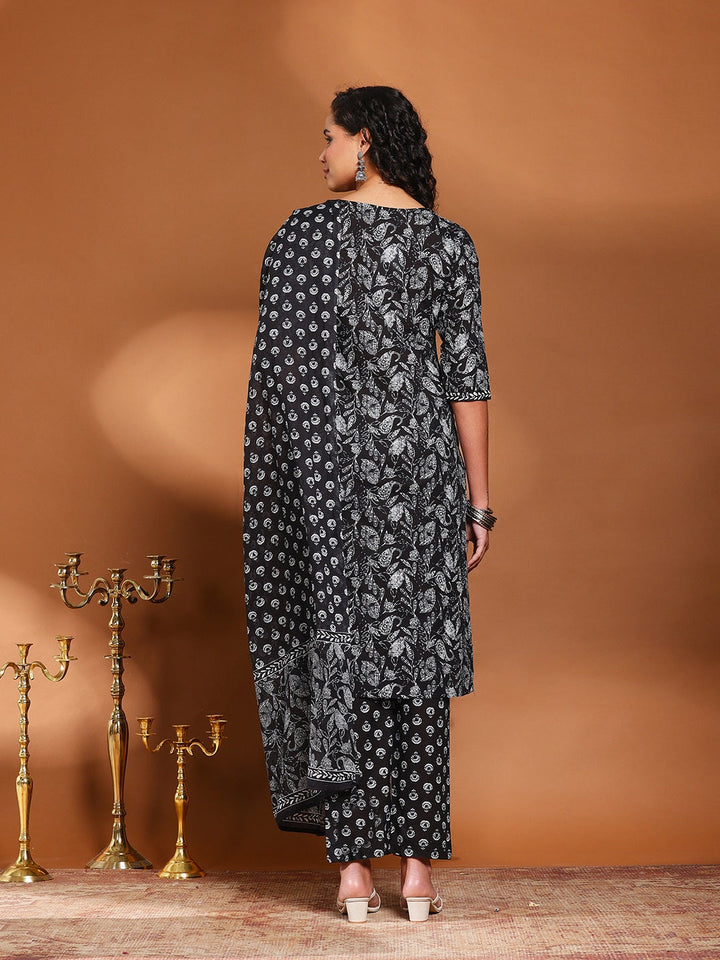 Printed Cotton Kurta With Pant &amp; Dupatta