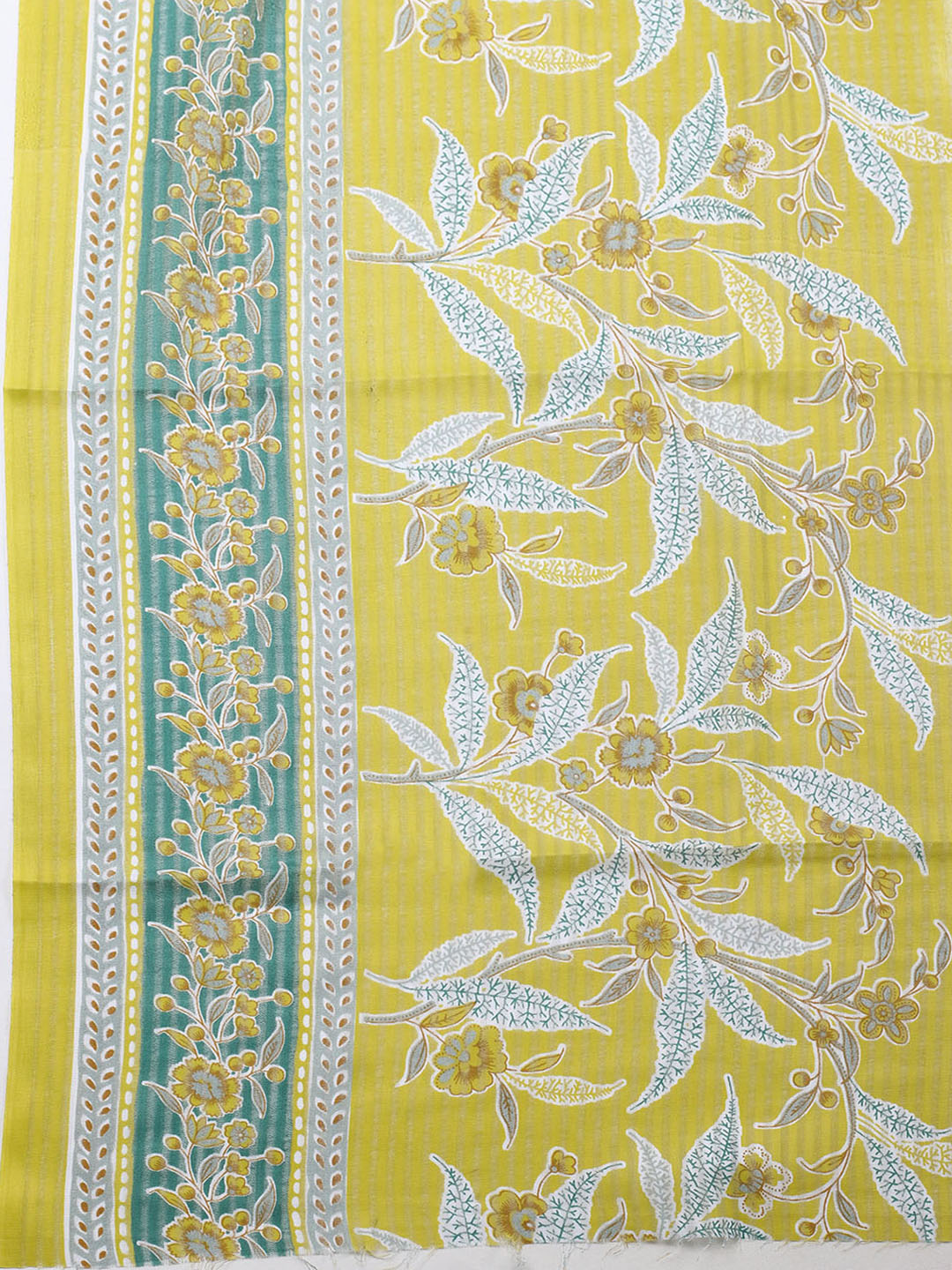 Printed Cotton Blend Unstitched Suit With Pant &amp; Dupatta