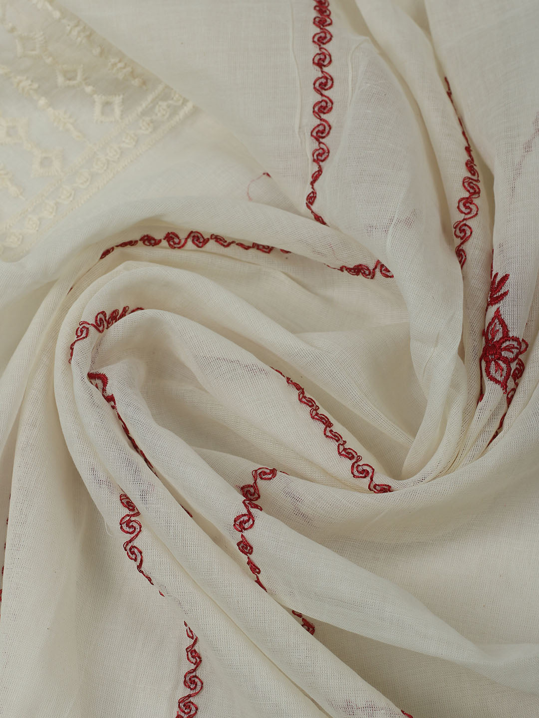 Printed Cotton Unstitched Kurta With Pant &amp; Dupatta