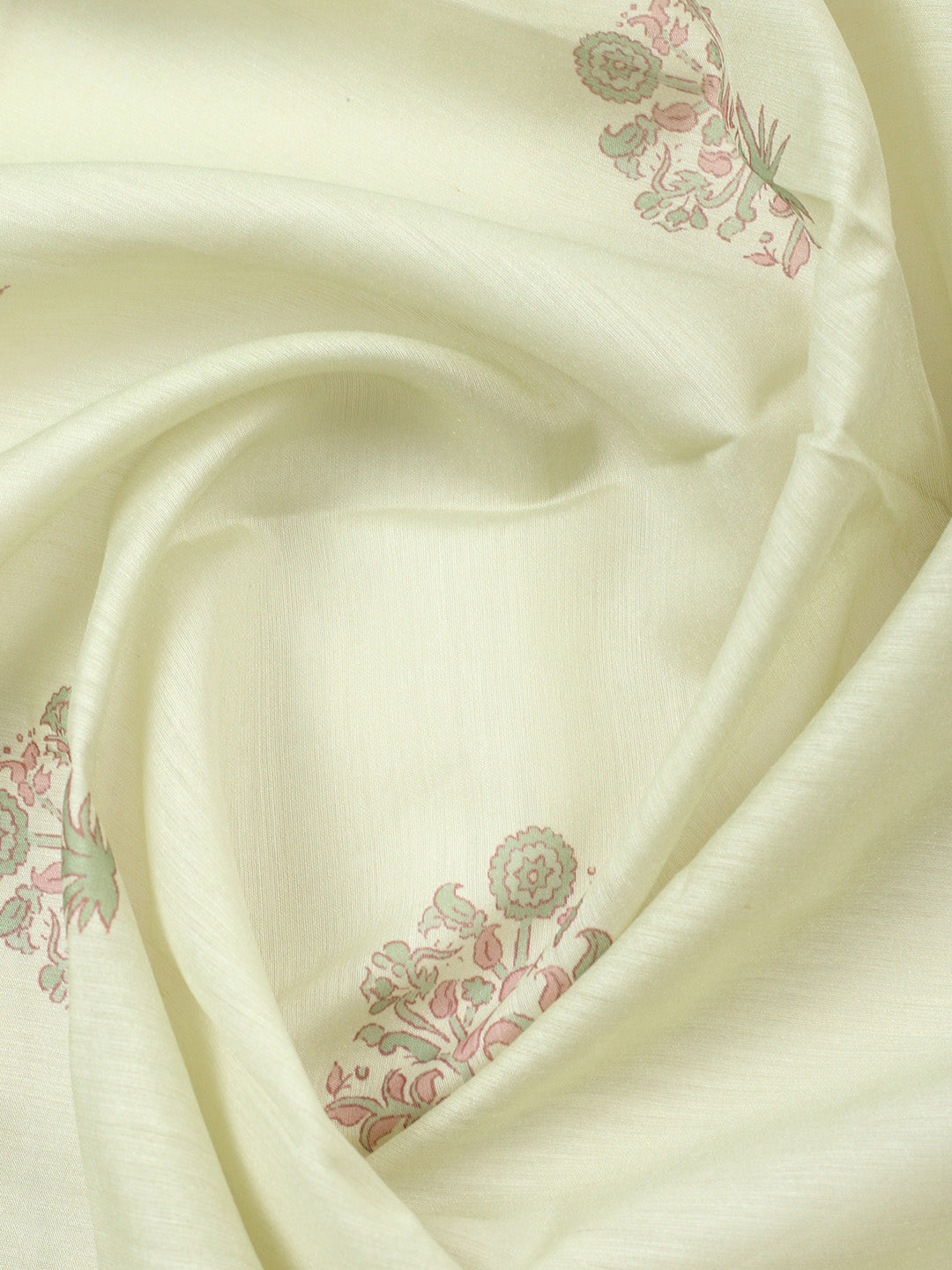 Printed Chanderi Unstitched Suit With Pant &amp; Dupatta