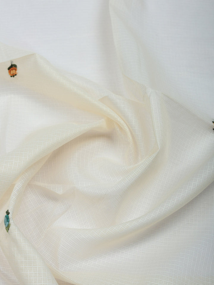 Embroidered Cotton Blend Unstitched Suit With Pant &amp; Dupatta