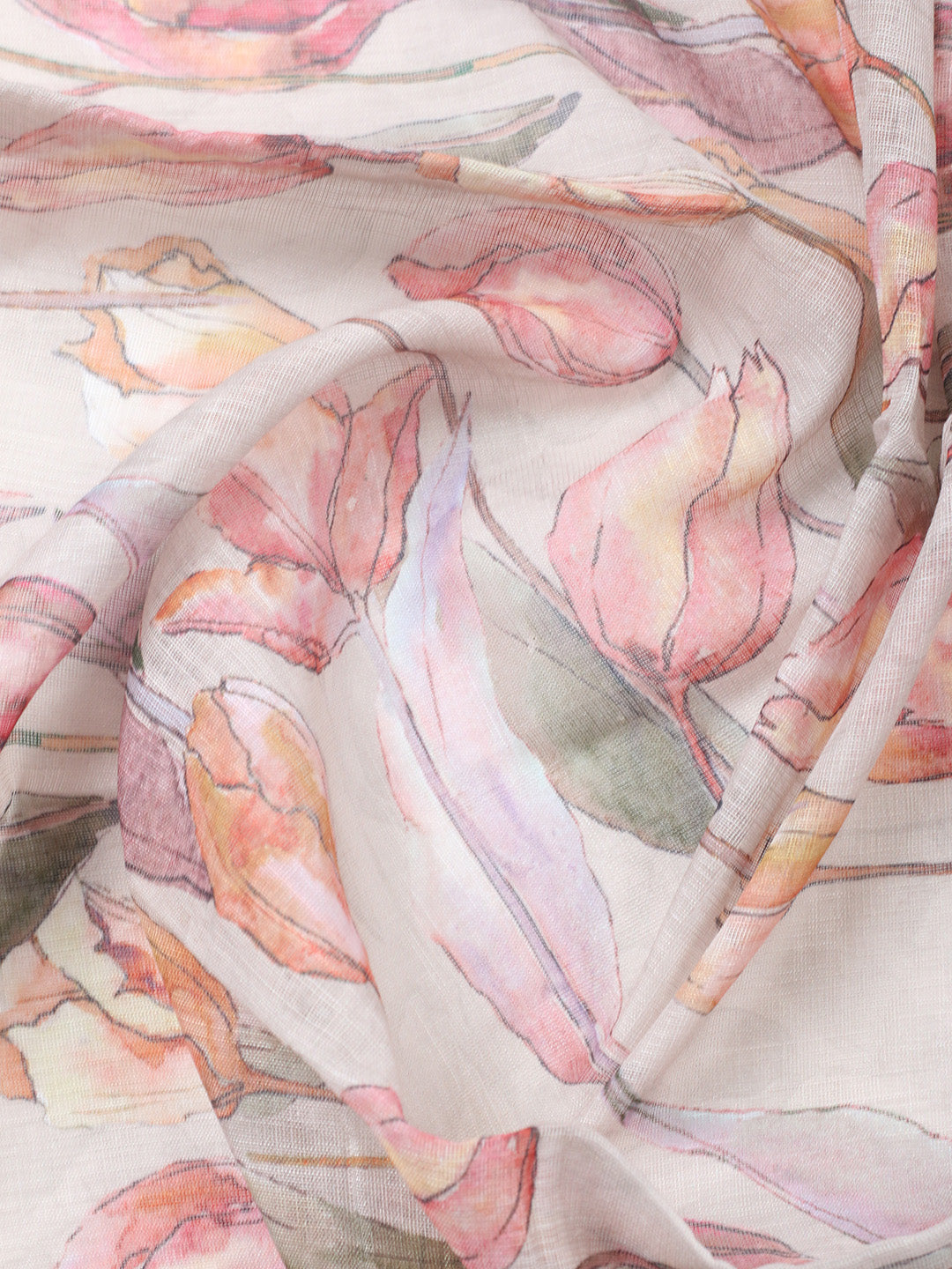 Embroidered Linen Blend Unstitched Suit With Pant &amp; Dupatta