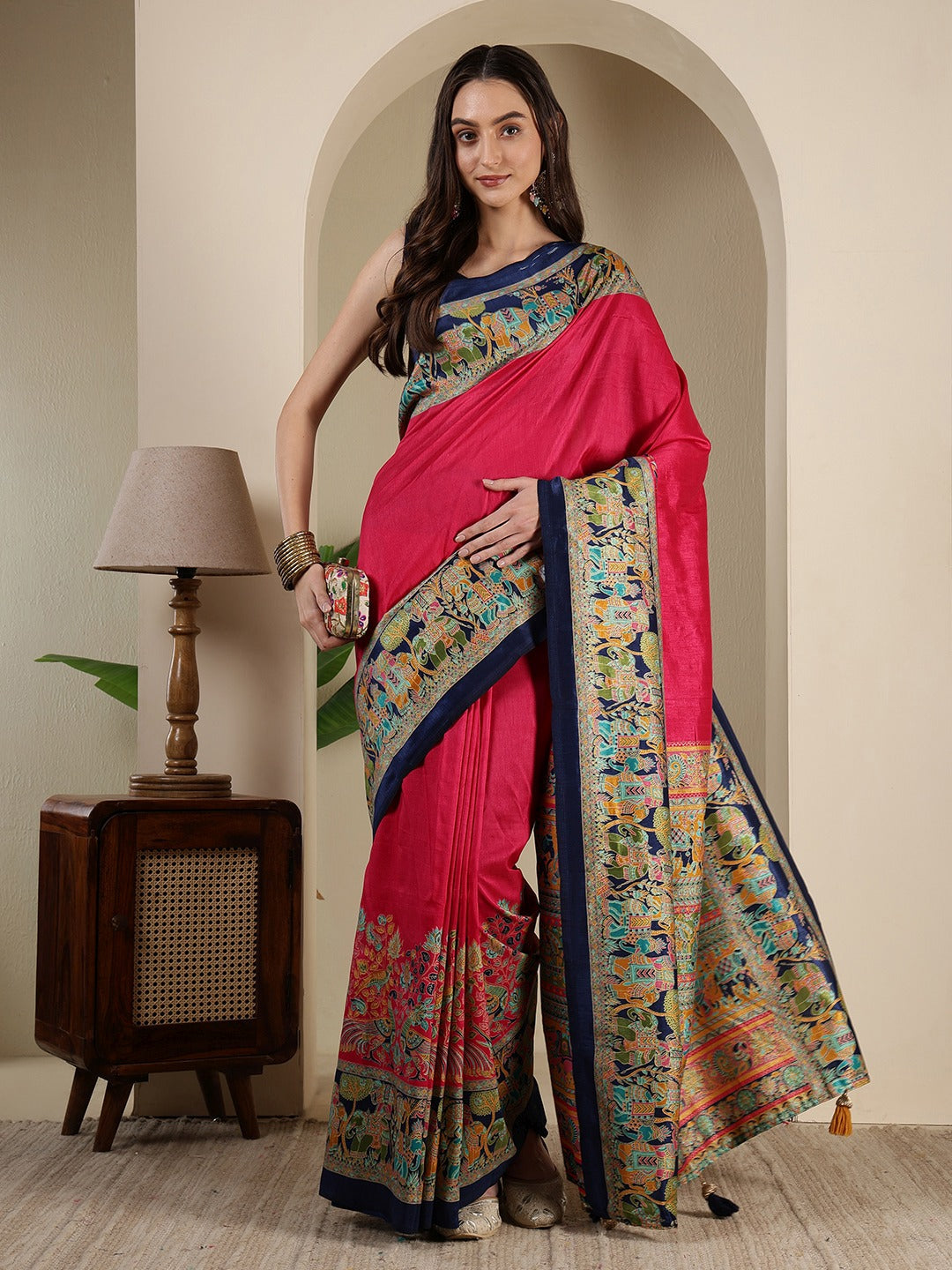 Digital Printed Art Silk Saree