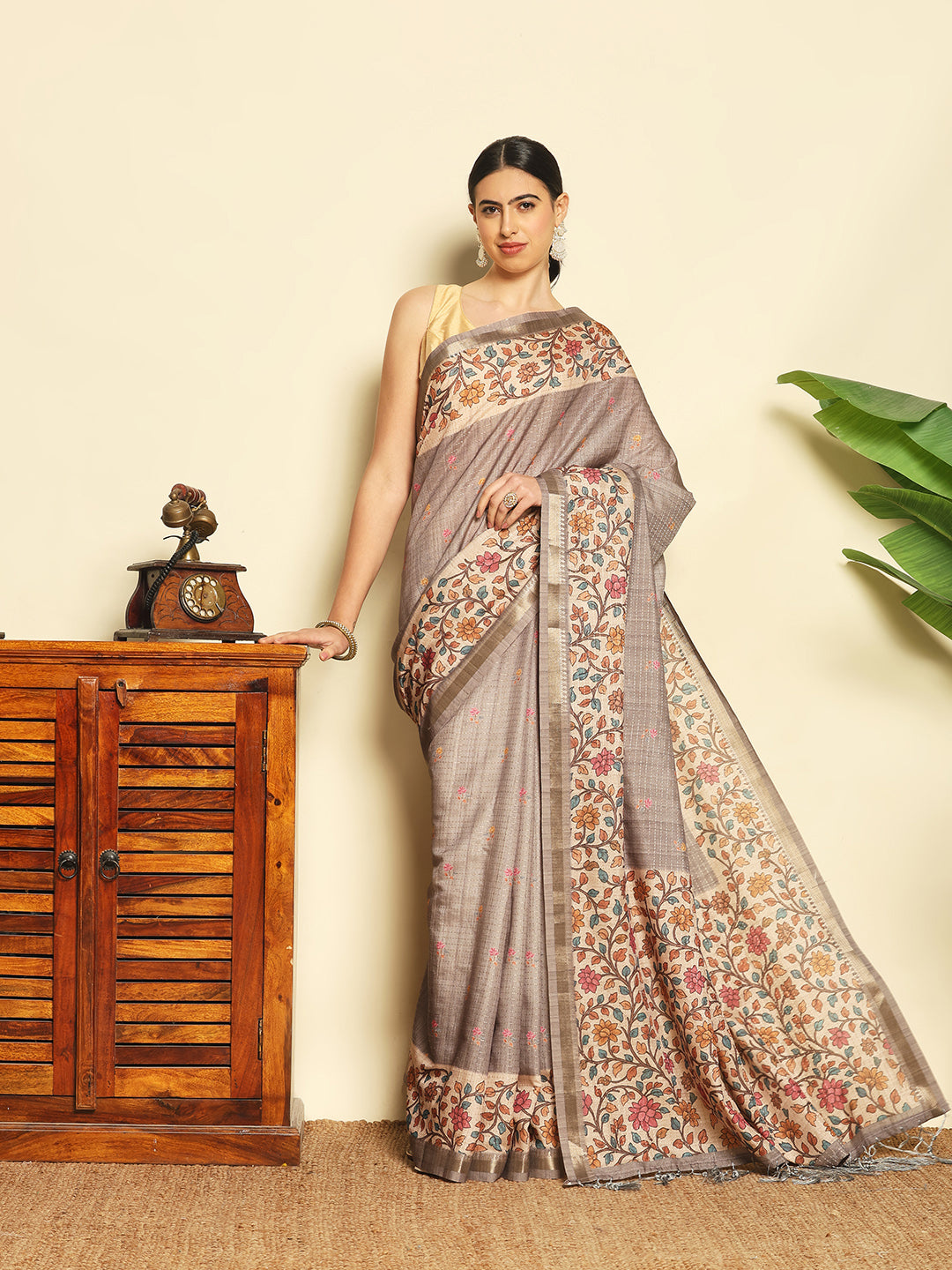 Printed Tussar Saree