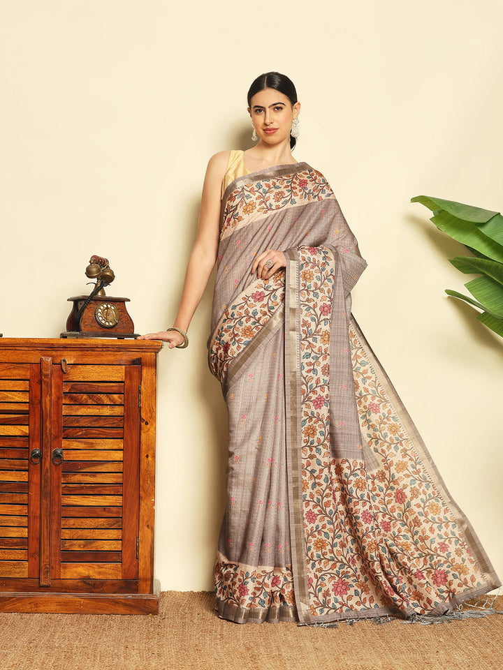 Printed Tussar Saree