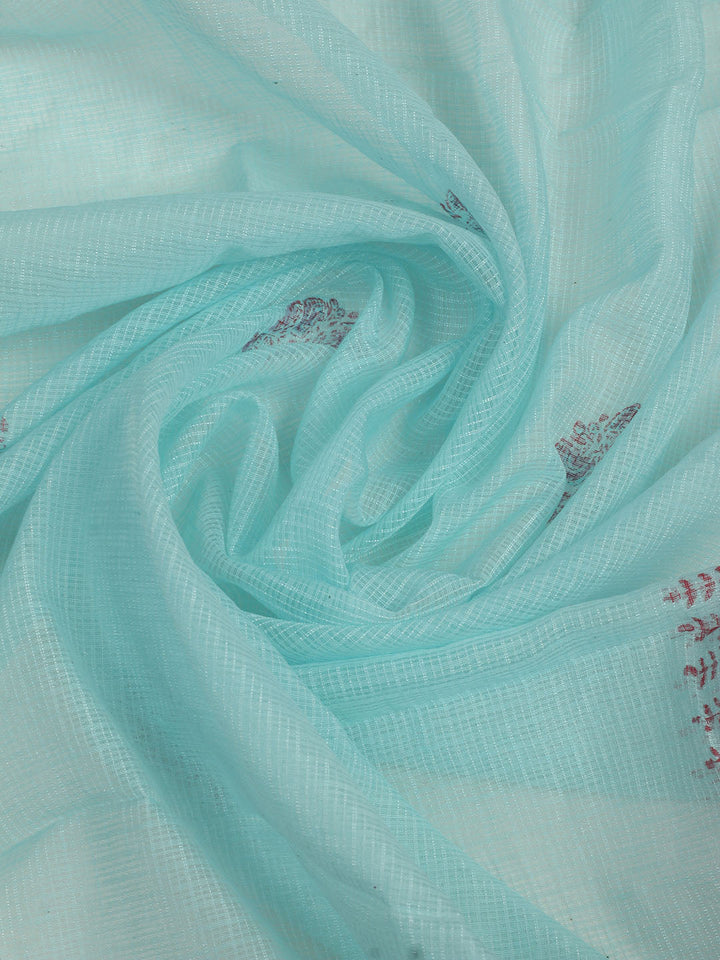 Printed Cotton Unstitched Suit With Pant &amp; Dupatta