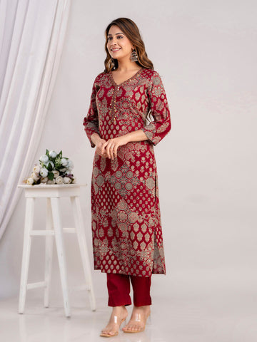 Printed Cotton Kurti With Pants