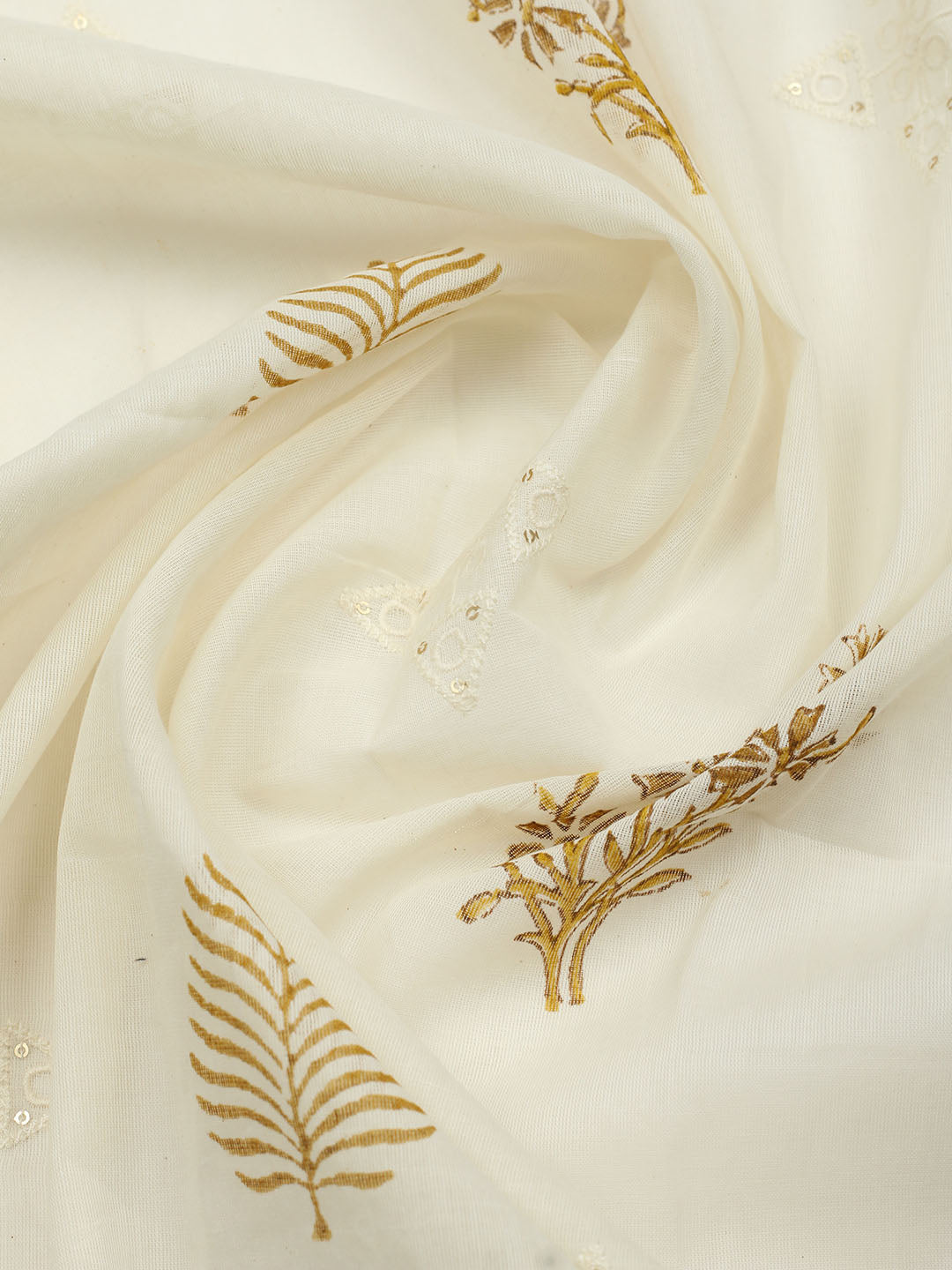 Printed Cotton Blend Unstitched Suit With Pant &amp; Dupatta