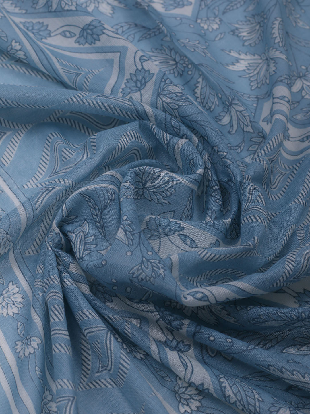 Printed Cotton Blend Unstitched Suit With Dupatta