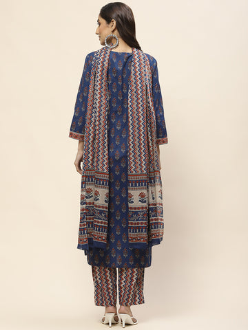 Printed Cotton Suit Set With Dupatta