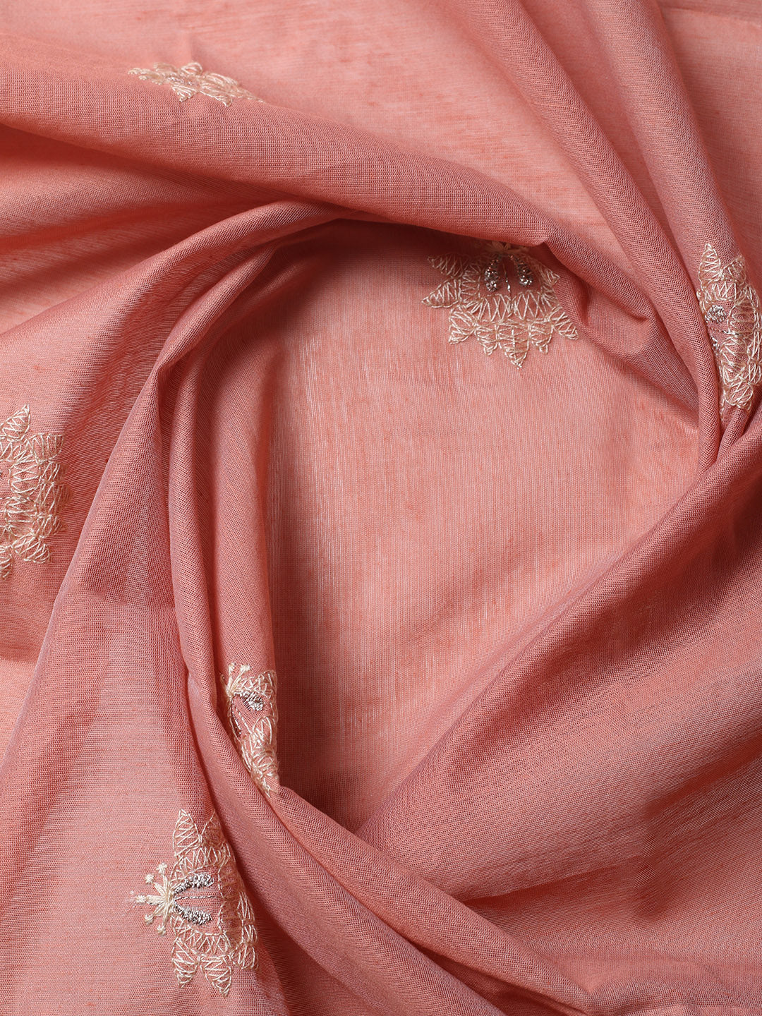 Embroidered Chanderi Unstitched Suit With Pant &amp; Dupatta