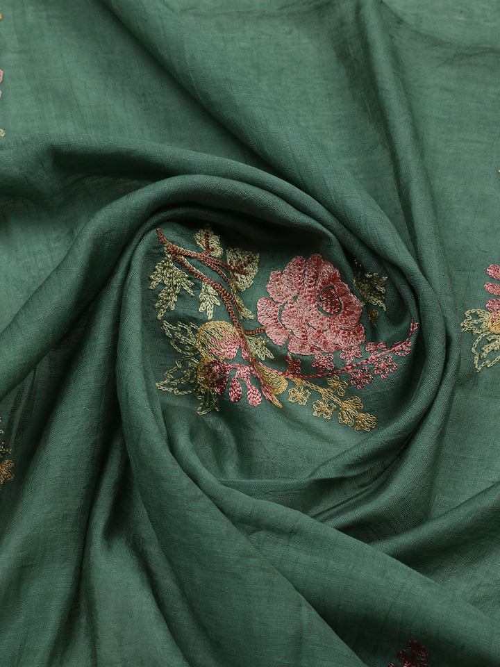 Embroidered Muslin Unstitched Suit With Pant &amp; Dupatta