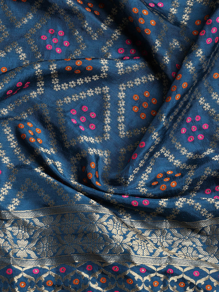 Embroidered Chanderi Unstitched Suit With Dupatta