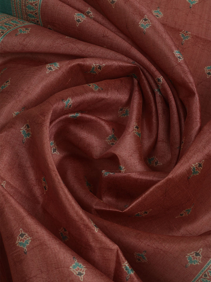 Printed Cotton Unstitched Suit With Pant &amp; Dupatta