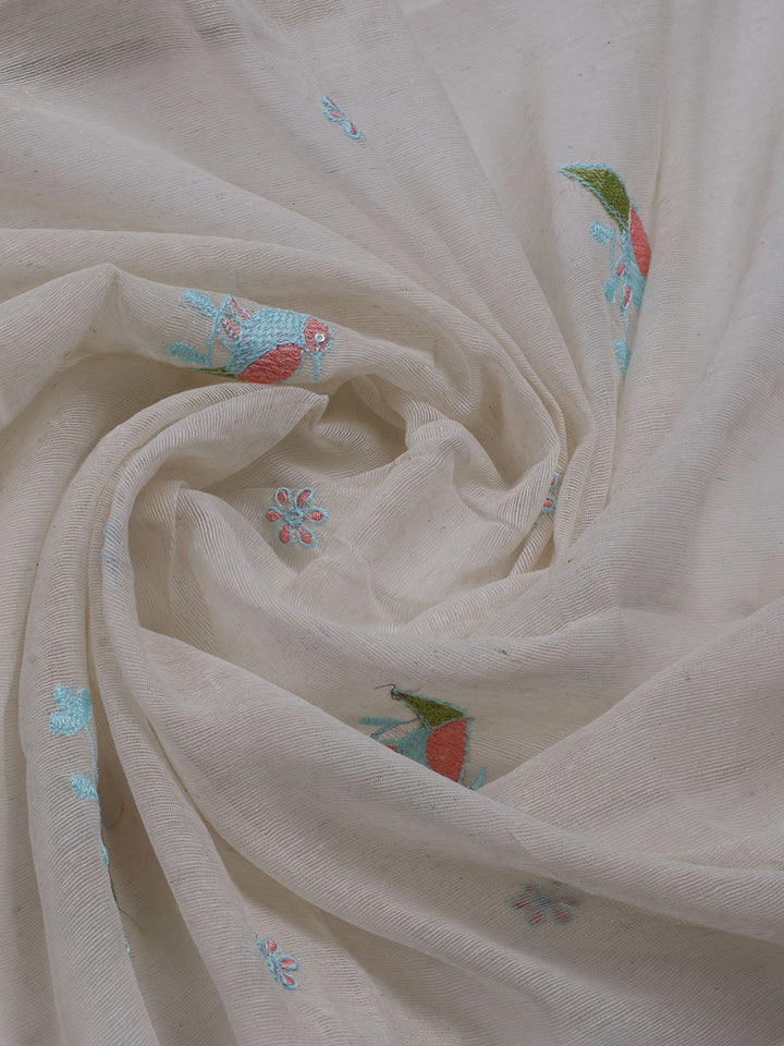 Neck Embroidered Cotton Blend Unstitched Suit With Dupatta