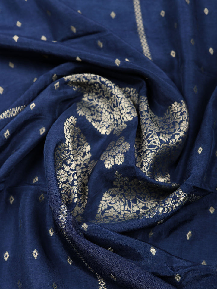 Woven Design Chanderi Unstitched Suit With Pant &amp; Dupatta