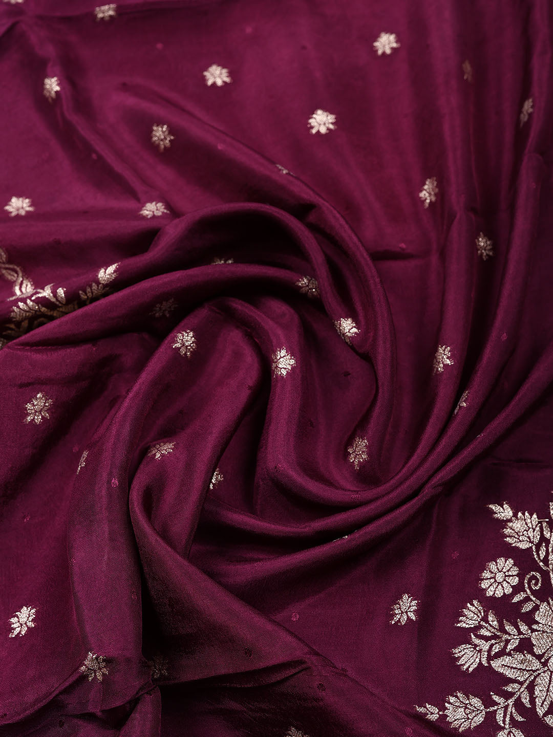 Embroidered Chanderi Unstitched Suit With Pant &amp; Dupatta