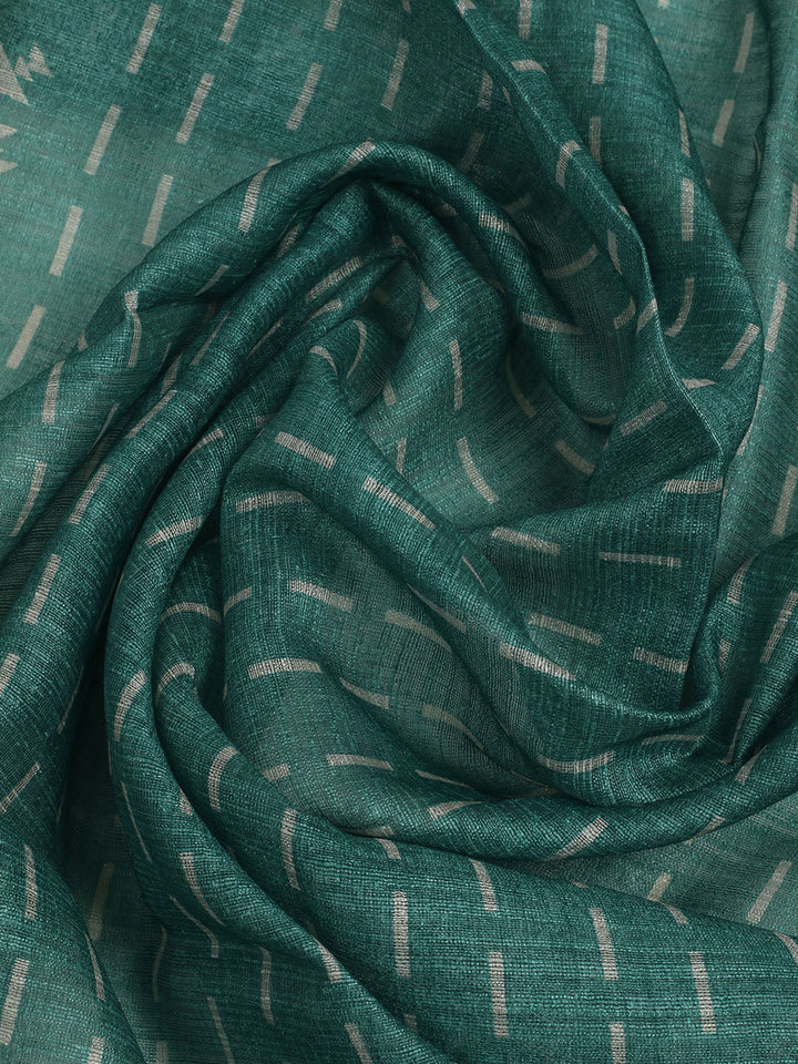 Printed Chanderi Unstitched Suit With Pant &amp; Dupatta