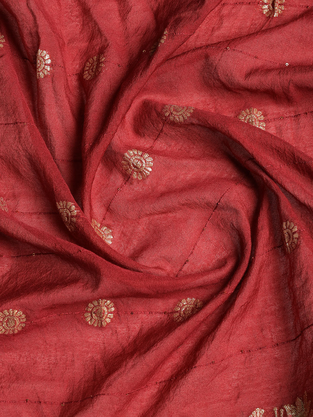 Neck Embroidered Chanderi Unstitched Suit With Dupatta