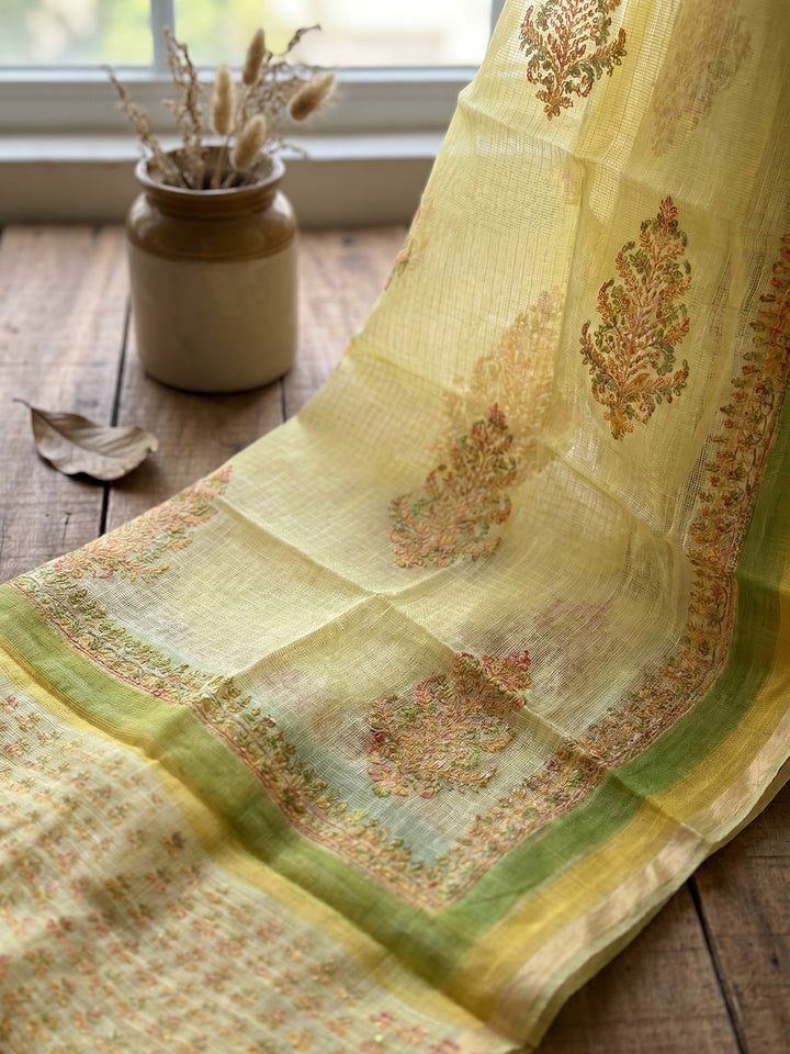 Printed Cotton Blend Unstitched Suit With Pant &amp; Dupatta