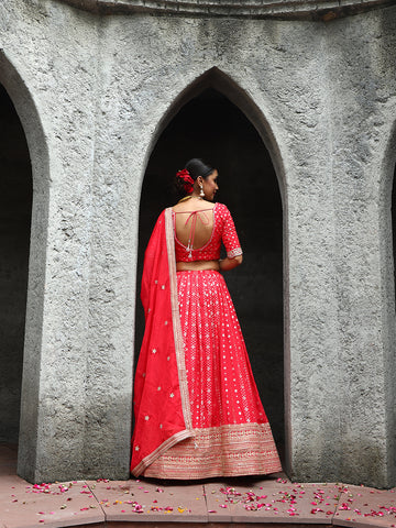 Banarsi Weave Georgette Choli With Lehenga & Dupatta