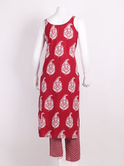 Printed Cotton Kurta With Pants & Dupatta