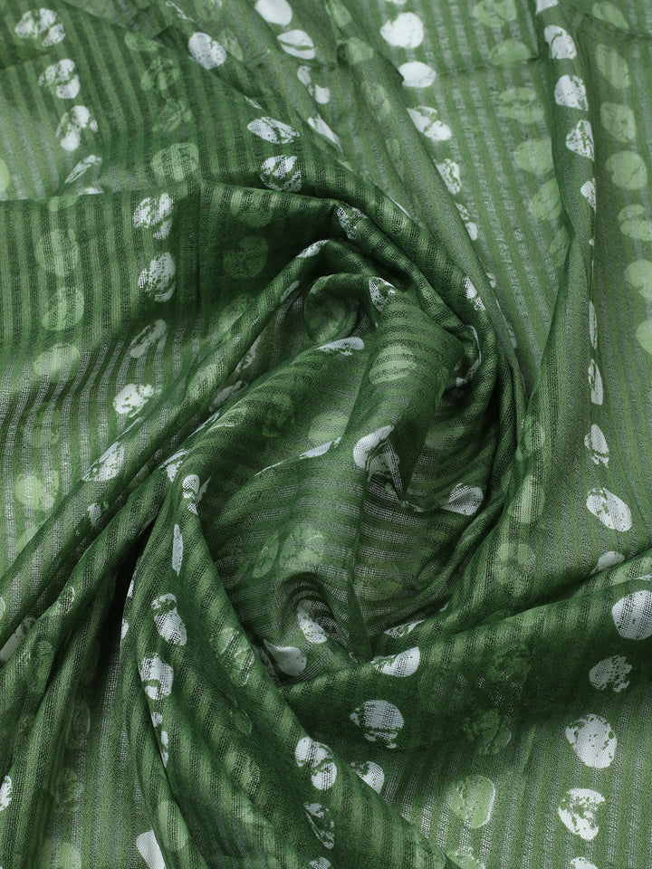 Printed Cotton Blend Unstitched Suit With Pant &amp; Dupatta